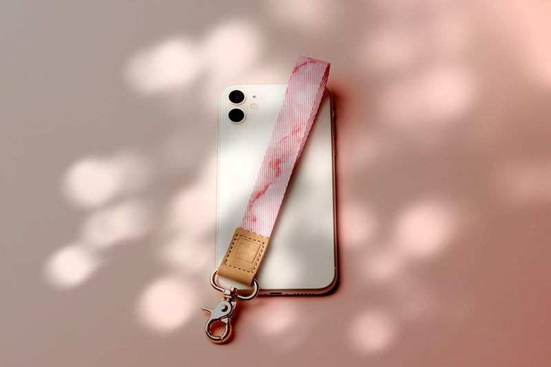 DQL Pink wrist key lanyard women keychain pink Marble, key fob wristlet for women short key chain lanyard loop keychain (Pink marble) - Image 3